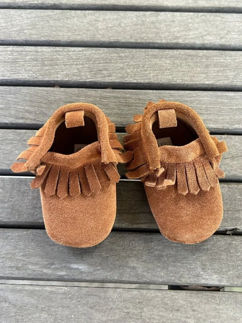 Bearpaw Baby Brown Suede Fringe Moccasins 0-6 Months